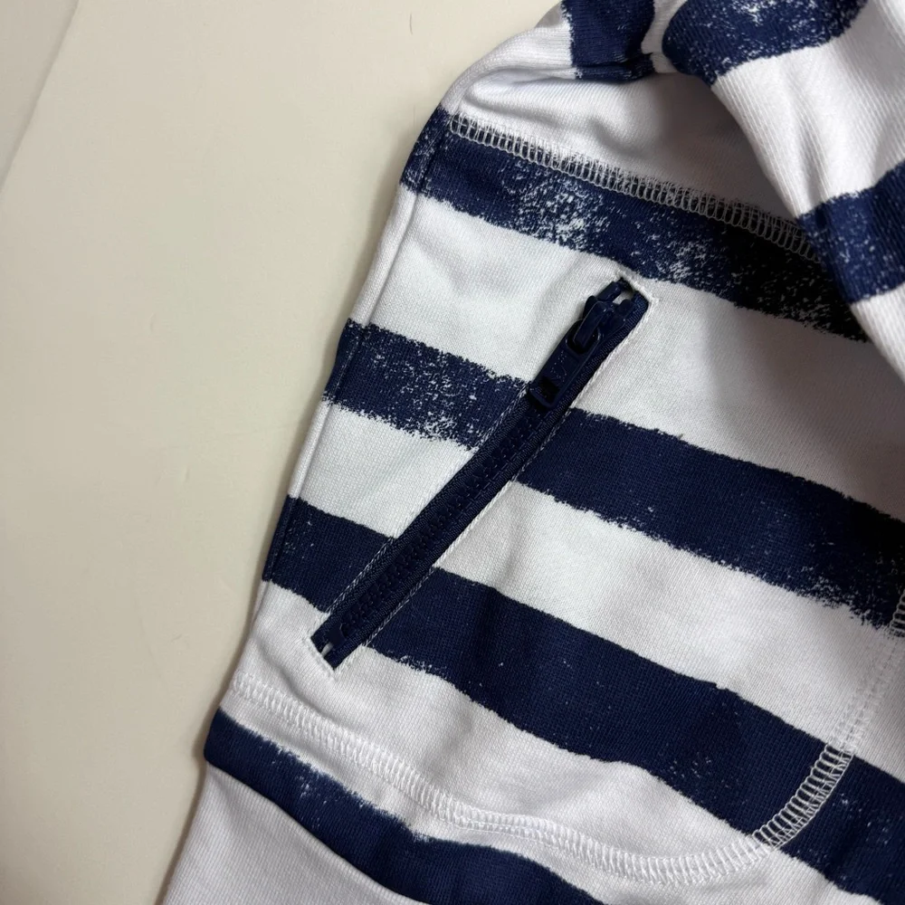 New! Stella McCartney navy striped skull zip hoodie